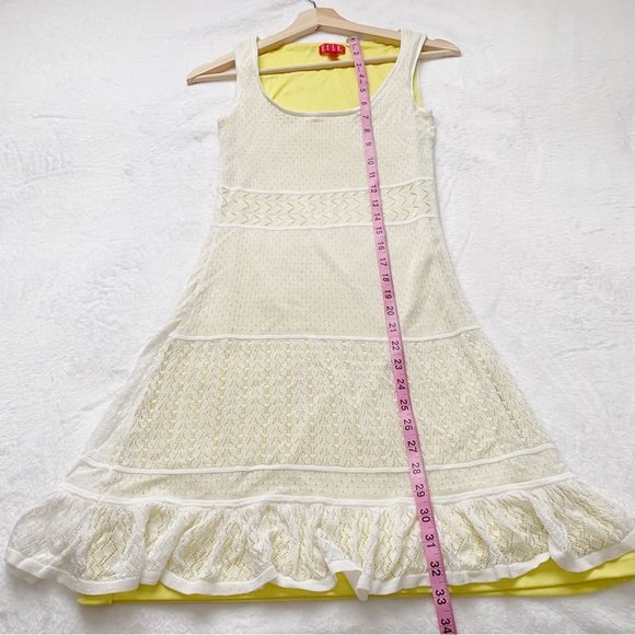 White Crocheted Lace Dress with Contrasting Slip - Picture 5 of 9